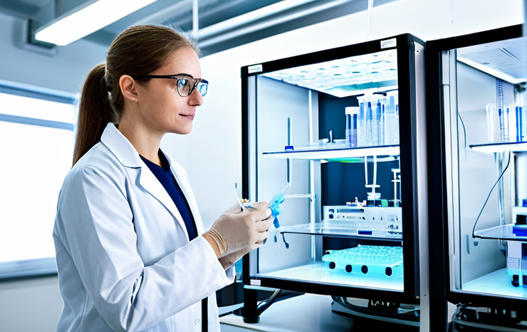 A professional scientist, fully clothed in a clean lab coat and safety glasses, standing in a brightly lit, modern biotechnology laboratory. They are meticulously observing a high-precision 3D bioprinter actively creating an intricate biological tissue structure on its platform. The background features blurred, advanced lab equipment and digital monitors displaying scientific data. Professional photography, high detail, scientific, professional dress, appropriate attire, natural pose, perfect anatomy, correct proportions, well-formed hands, proper finger count, safe for work, appropriate content, family-friendly.