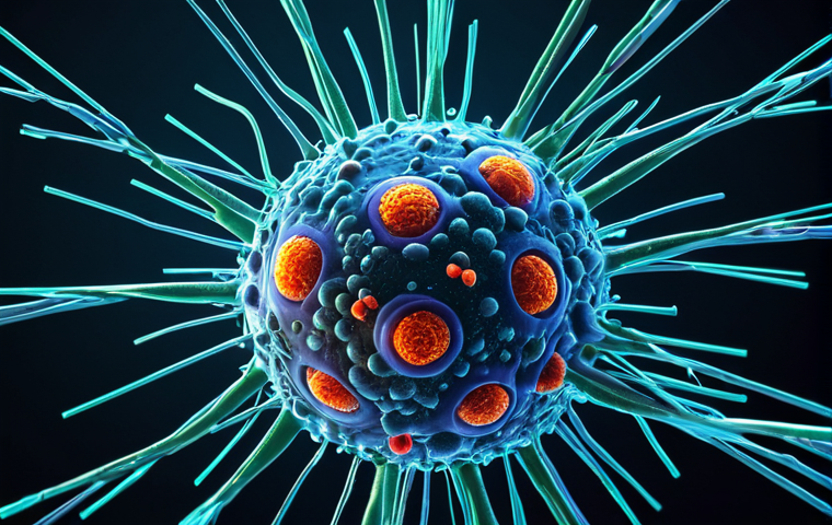 병원성 미생물 연구 - Bacterial Invasion**

"A close-up, vibrant illustration depicting bacteria (various shapes and color...