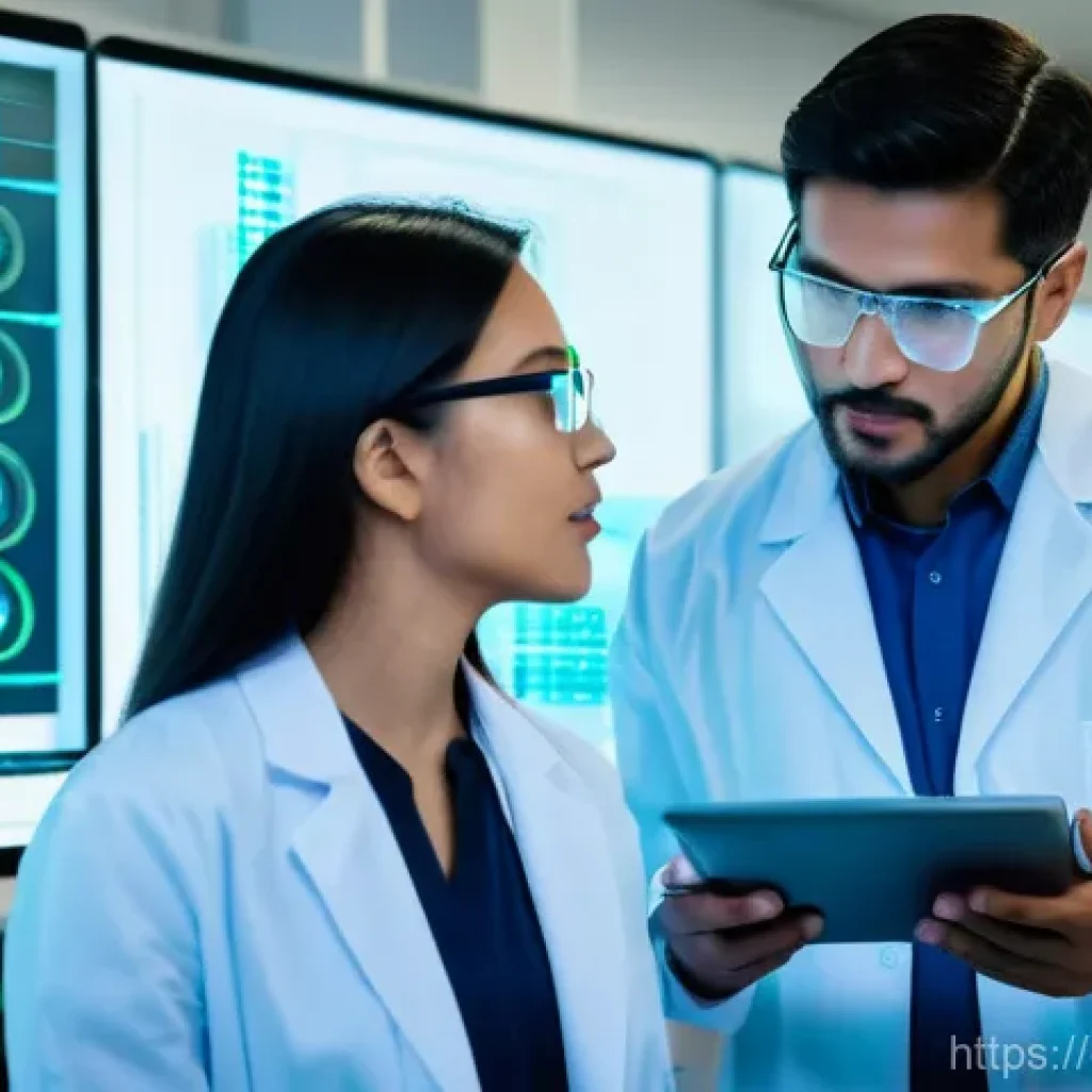 노벨 생리의학상 연구 - **Image Prompt: The Dawn of mRNA Innovation**
    A bright, ultra-modern laboratory setting. Two bri...