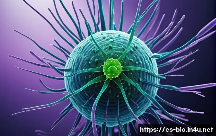 바이러스와 박테리아 차이 - **Prompt 1: The Viral Hijacker**
    "A highly detailed, intricate scientific illustration of a viru...