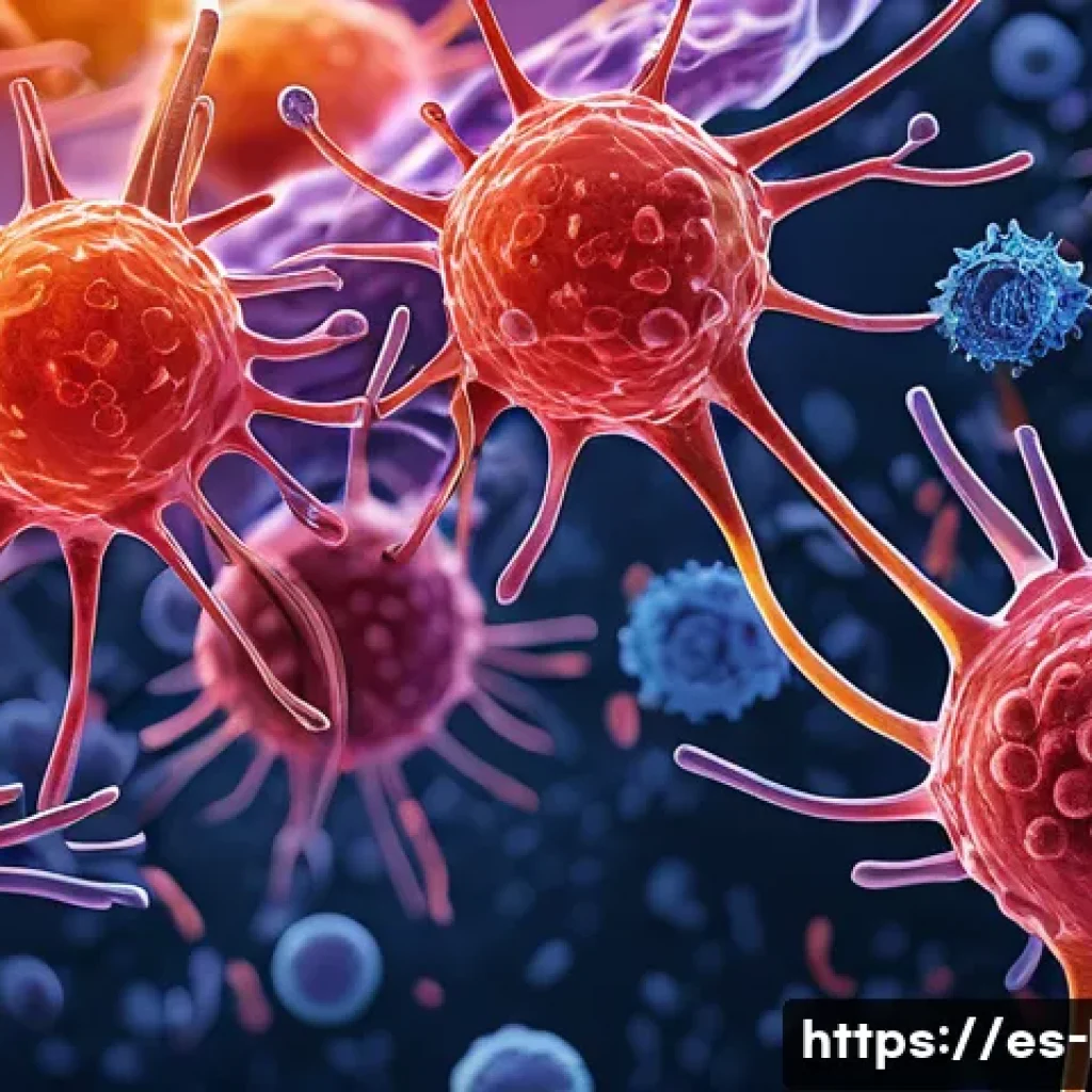 항체와 면역 반응 - A highly detailed scientific illustration of human immune cells in action within the bloodstream: ma...