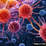 항체와 면역 반응 - A highly detailed scientific illustration of human immune cells in action within the bloodstream: ma...