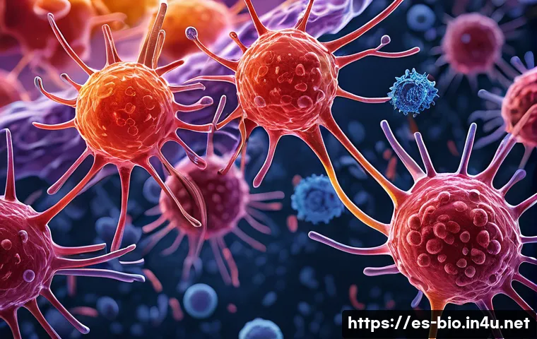 항체와 면역 반응 - A highly detailed scientific illustration of human immune cells in action within the bloodstream: ma...