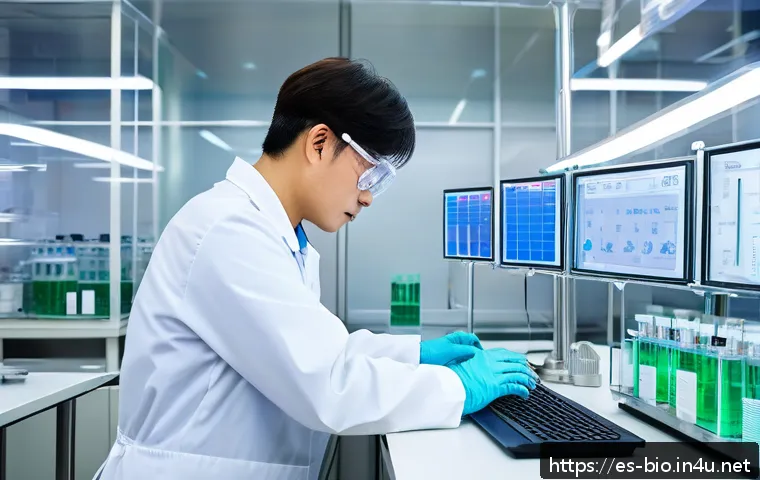 바이오리액터와 산업 생명공학 - A high-tech sustainable bioreactor laboratory scene in South Korea, featuring advanced cell culture ...
