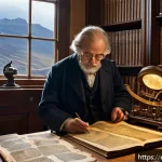 Home 23 라마르크와 진화 - A detailed 18th-century naturalist’s study room filled with antique scientific instruments, geologic...