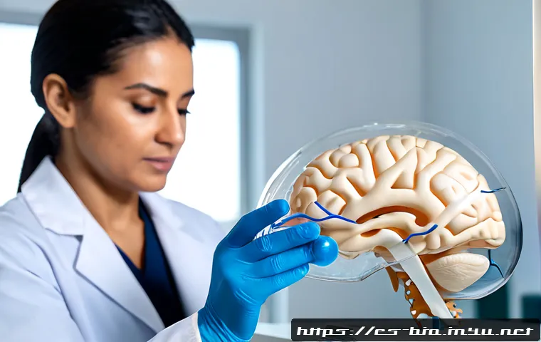 알츠하이머병 기전 - Photorealistic medical research scene illustrating Alzheimer’s disease mechanisms, Hispanic neurosci...