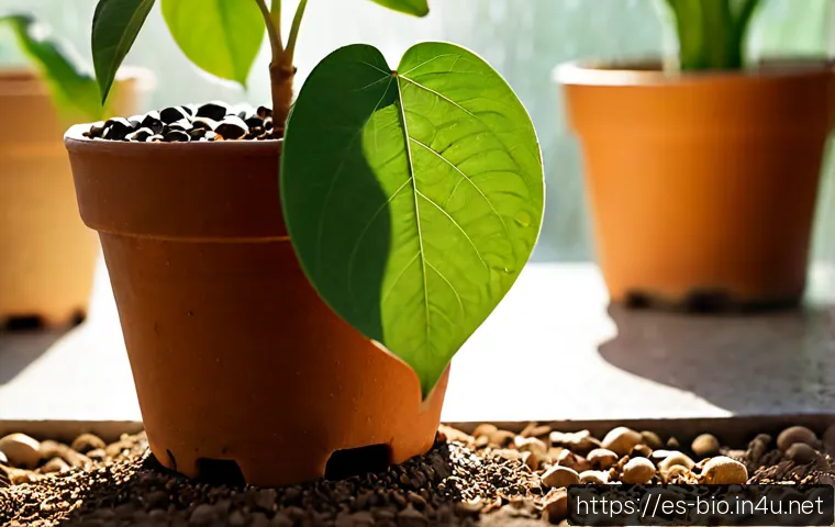 식물 생리학 - Photorealistic close-up of a healthy green leaf in a sunlit Mediterranean greenhouse, tiny water dro...